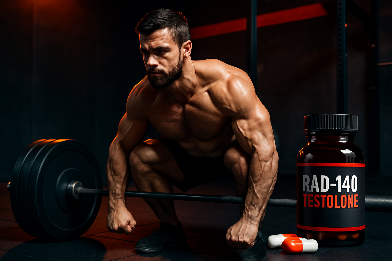 Wissenschaftliche Darstellung von RAD-140 Testolone mit molekularer Struktur und Wirkungsinformationen